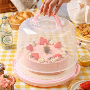 生日蛋糕盒重复使用野餐便携手提加高透明包装盒子家6寸8保鲜冰箱