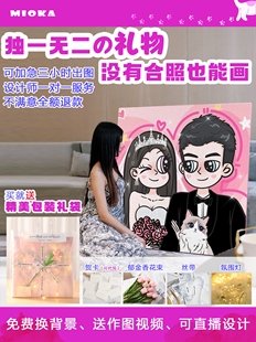 结婚订婚礼物送新人创意摆件DIY手绘画定制照片相框实用高级感