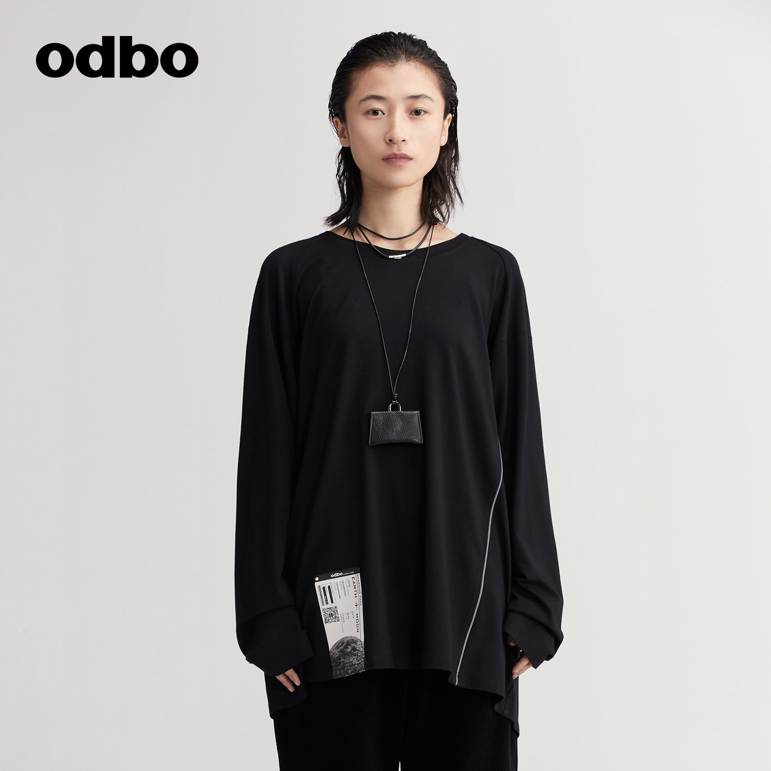 【商场同款】odbo/欧迪比欧休闲长袖T恤女秋冬新款内搭上衣