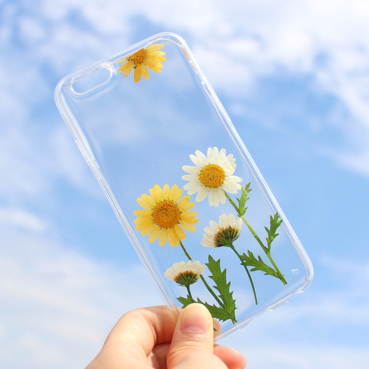 向日葵真花手机壳苹果76splus鲜花永生干花硅胶软壳保护套iphone8
