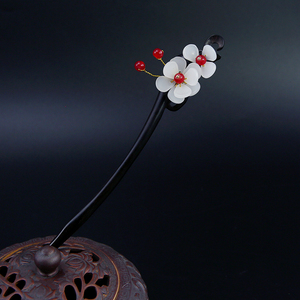 古装汉服头饰发簪紫檀梅花簪子演出檀木发钗全新发饰仙女梅花簪