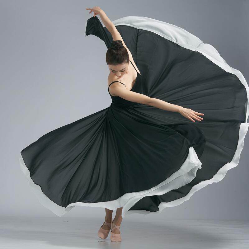 古典舞蹈服女飘逸720度半身长款大摆裙子新疆现代舞演出练功纱裙z