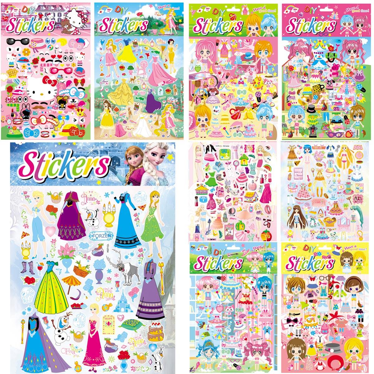 公主换装贴画小女孩宝宝贴古装换衣贴纸儿童卡通贴纸diy立体玩具