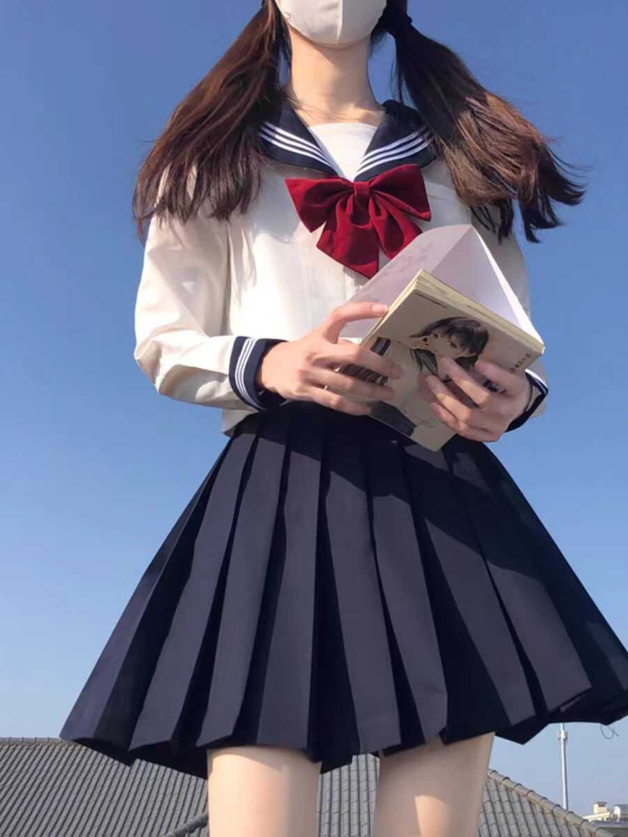 郑州出租制服学院风毕业季班服长袖校供水手服白三本日系校服套装