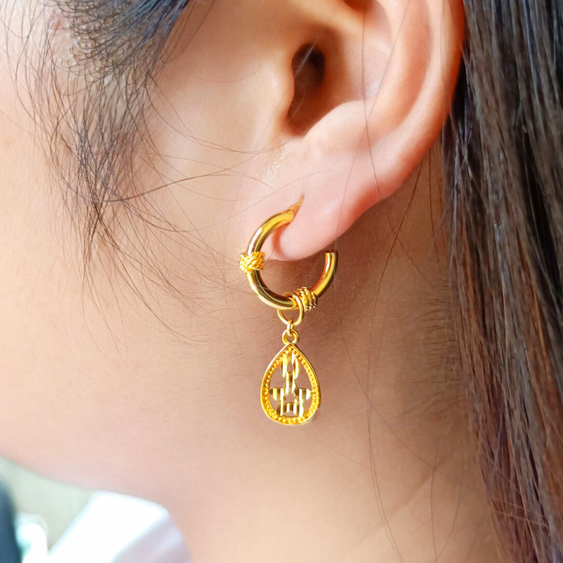 正品黄金耳环999足金饰品真金24k金子妈妈款金耳坠纯金首饰新年轻
