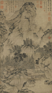 元曹知白东园载酒图国画山水人物仿古画名画艺术微喷宣纸复制画心