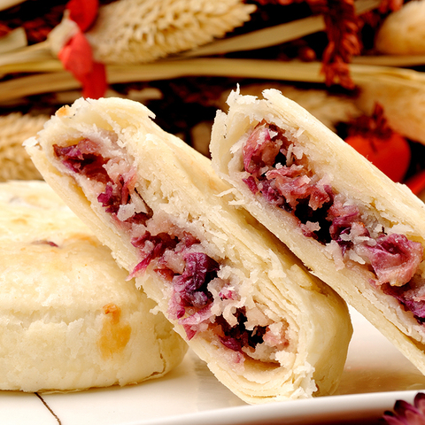 鲜花饼玫瑰鲜花饼山东平阴特产办公休闲零食传统糕点玫瑰味小月饼