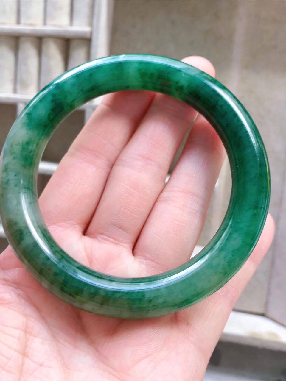 已结缘欣赏天娇玉器大美独山玉白天蓝满绿挂件荷花冰种手镯辣绿