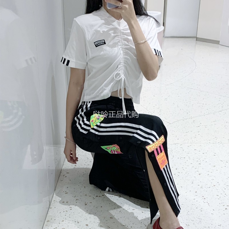 adidas阿迪达斯三叶草JEREMY SCOTT联名女装侧开纽扣运动裤H53370