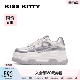 KISSKITTY2024年夏季新款厚底增高时尚板鞋运动鞋女款休闲熊猫鞋
