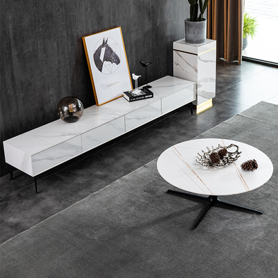 北欧岩板电视柜ins风轻奢意式极简大理石电视柜茶几组合客厅地柜