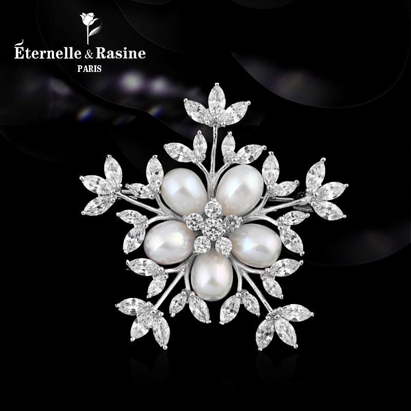 法国eternelle雪花胸针名媛淑女风尚镶钻胸花别针丝巾扣生日礼物