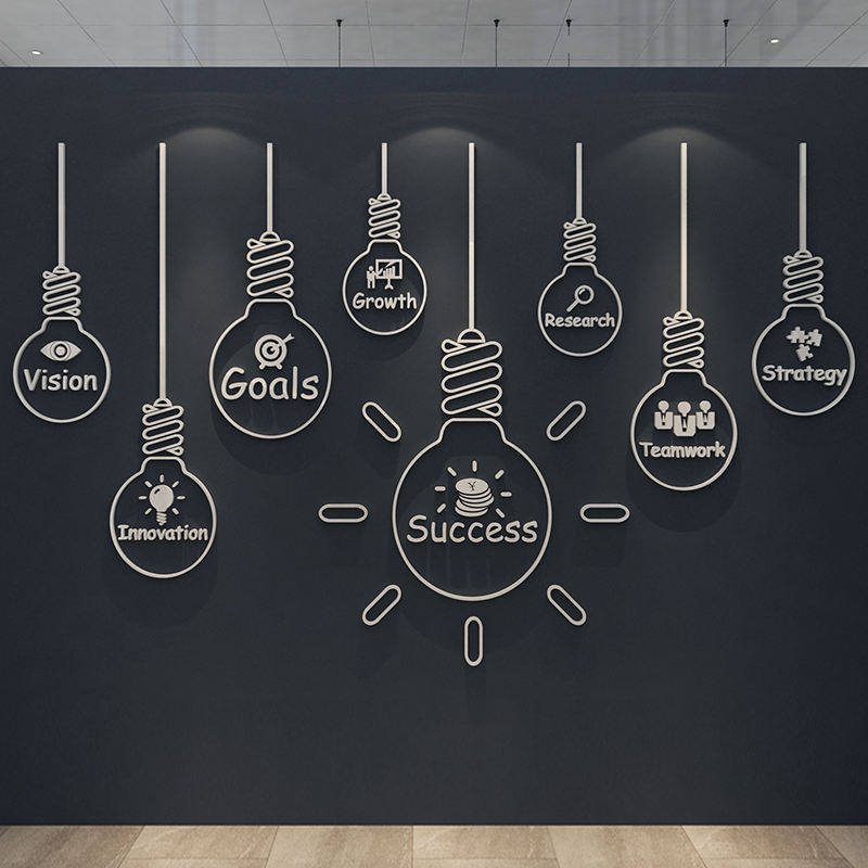 灯泡办公室装饰励志标语墙贴纸公司企业文化背景墙创意个性3d立体