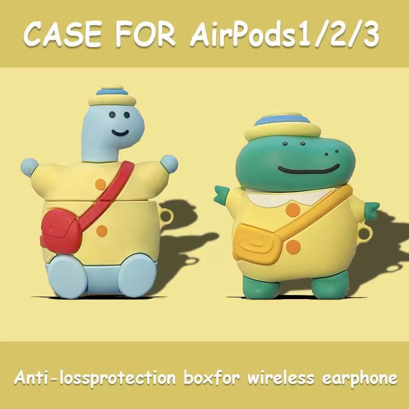 3件19.9元任选可爱卡通小恐龙airpods保护套无线蓝牙苹果1/2代耳机套pro3创意软