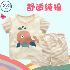1-2-3岁夏季婴儿小童夏装 男儿童T恤短裤童装 女宝宝纯棉短袖套装