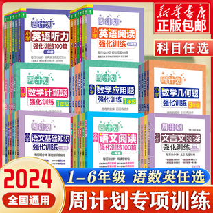 周计划小学语文英语听力阅读强化训练100篇数学应用题计算题一1二2三3四4五5六年级人教版同步专项阅读理解写作几何练习册基础知识