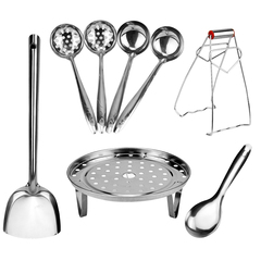 不锈钢厨具8件套装锅铲全套勺铲炒勺汤勺漏勺厨房用品烹饪工具