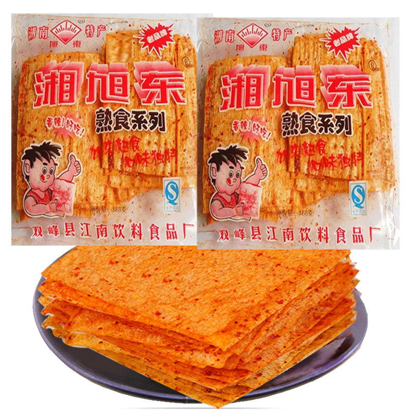 一折80后怀旧零食辣条豆皮_湖南双峰特产旭东麻辣片豆皮湘旭东辣条