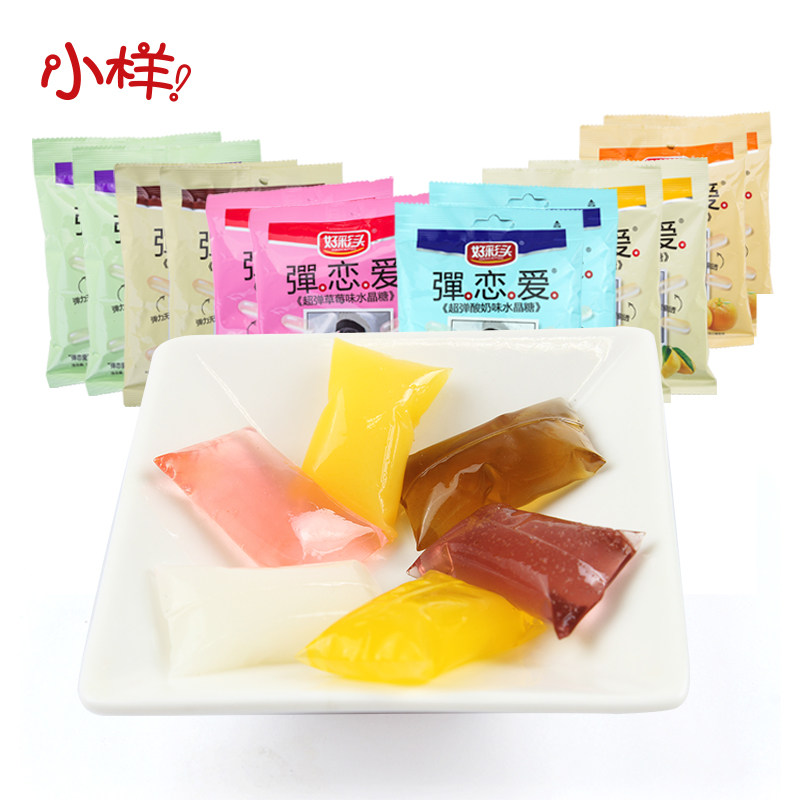 小样好彩头弹恋爱水晶糖100gx6袋果冻布丁条水果味多口味休闲零食