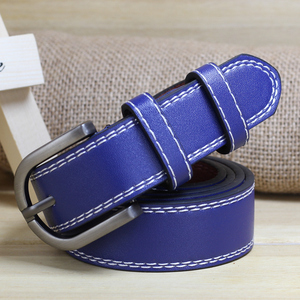 韩版蓝色皮带女款休闲超纤学生腰带女细青年时尚针扣百搭简约裤带