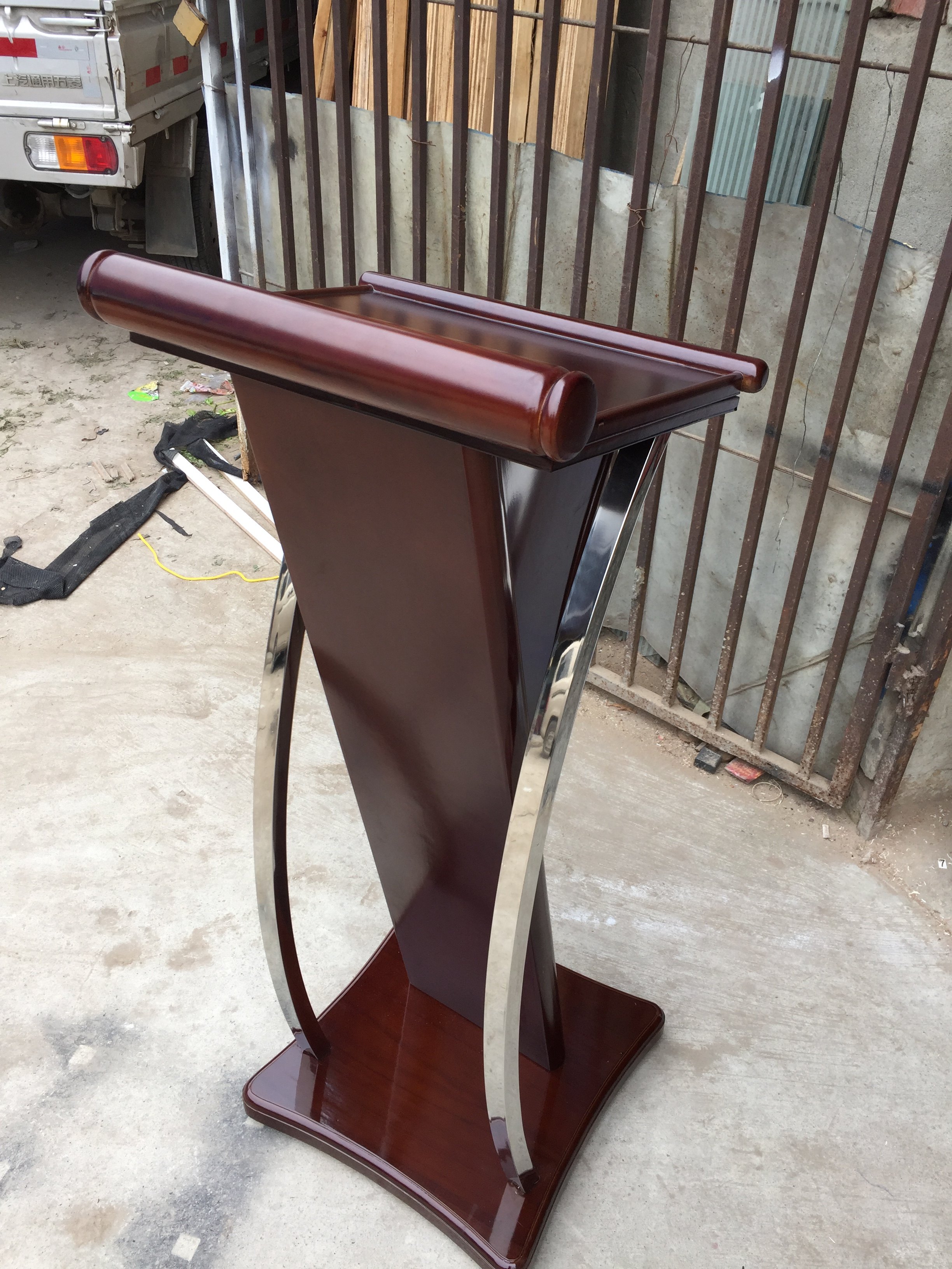 不锈钢实木创意餐厅酒店教师讲台迎宾台礼宾台导购台