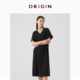 ORIGIN/安瑞井夏季新款纯色针织连衣裙女V领宽松及膝连衣裙