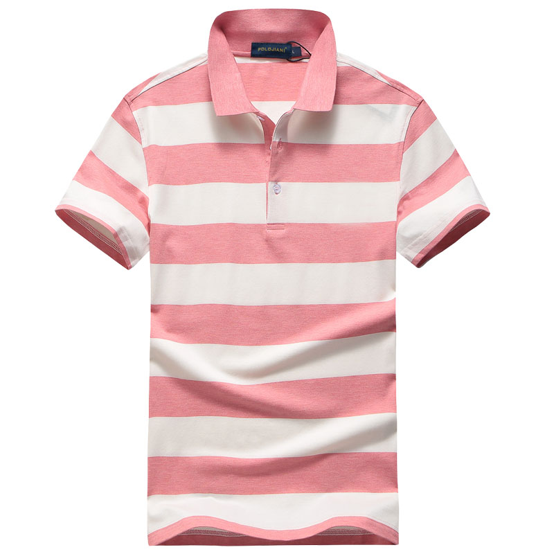 polojiani夏季美国休闲翻领t恤男士正品保罗纯棉宽条纹短袖polo衫
