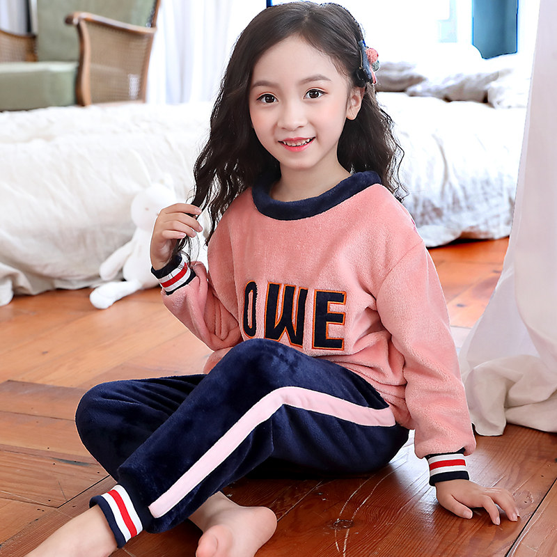 儿童睡衣秋冬卡通9-11岁大童法兰绒加厚珊瑚绒套装女童2020年冬季