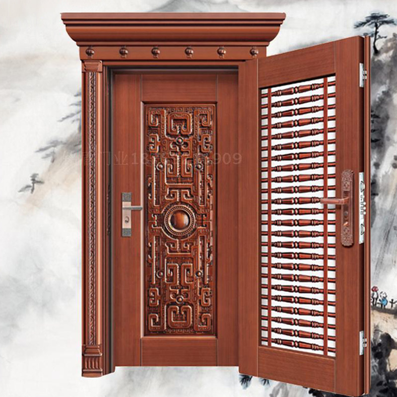 双层防盗进入户门 电解镀锌板青铜拉丝 复合门烤漆两