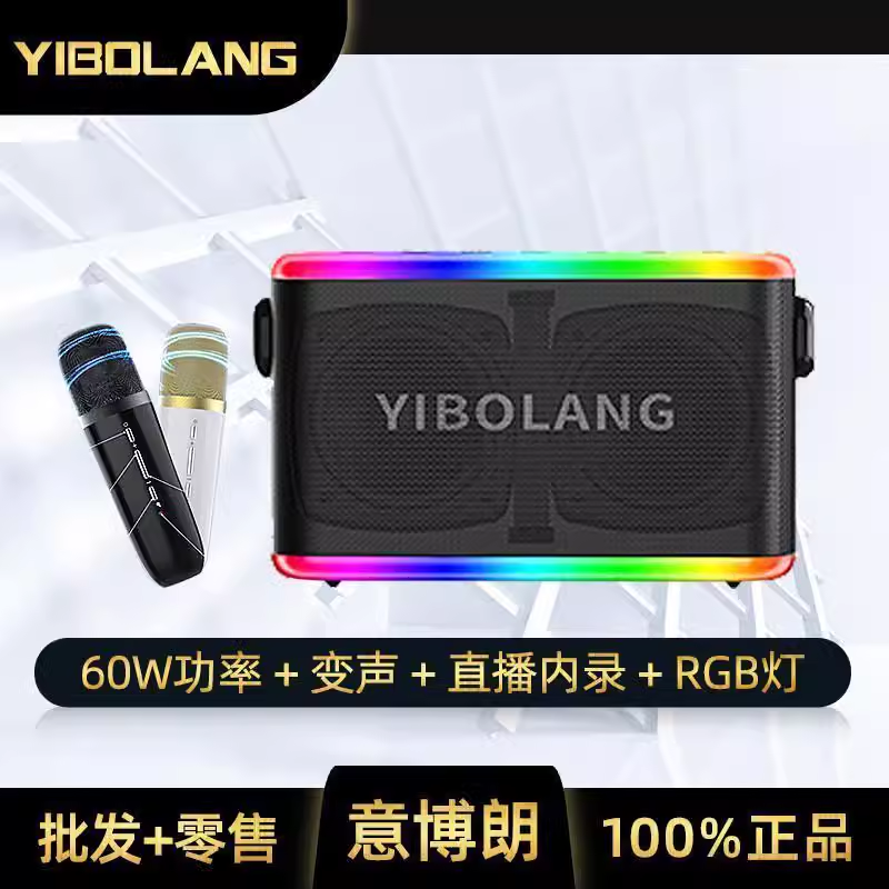 意博朗X53蓝牙音箱带RGB炫彩灯光大音量高级双麦克风60W功率音响