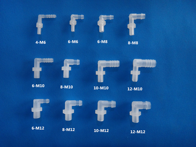 公制弯水嘴M6/M8/M10/M12螺纹直角水嘴 弯头塑料弯通90°螺纹接头
