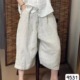 夏季高品质纯色100%亚麻七分裤女文艺休闲宽松显瘦百搭直筒阔腿裤