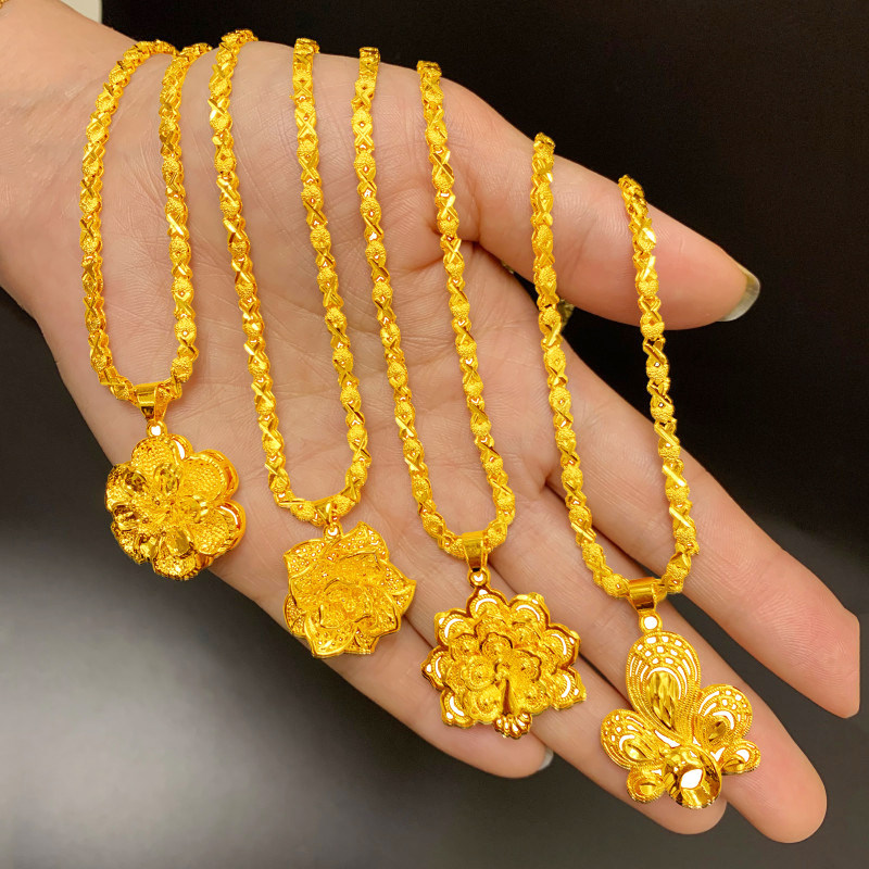 真越南沙金女土项链纯金吊坠首饰正品999不掉色粗24k镀金黄金优惠券