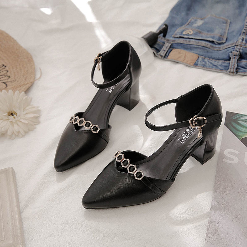 05 With crude Xian Qi High-heeled shoes 2021 new pattern Sandals new pattern Spring and summer Korean Edition comfortable Hollow one word High-heeledin the Women's Shoes, Low shoes category - from Buy2taobao.com to provide professional Taobao agent buy service