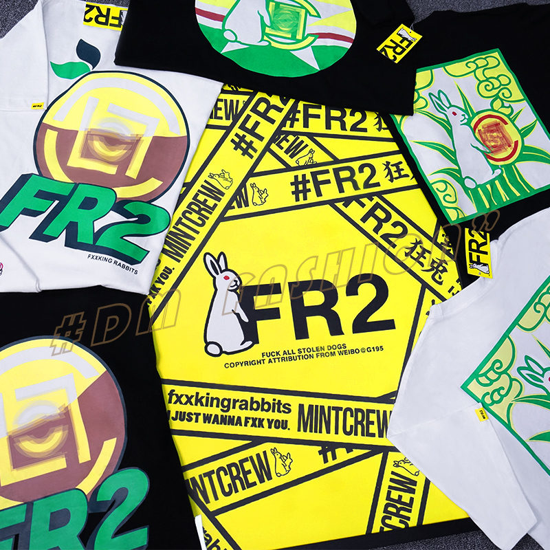 正确版clot x fr2联名短袖fxxking rabbits柠檬茶兔子凝结集团t恤