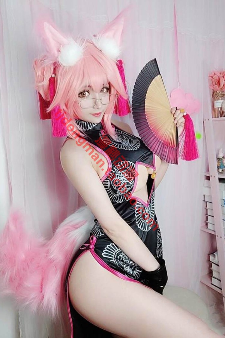 fate 圣杯战争 玉藻前 黑旗袍 cosplay服装 承接各种动漫服装定制