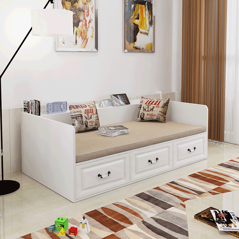 现代小户型板式抽屉储物床单人客厅多功能两用沙发床sy254