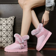 韩版2016冬季新款平底加厚防水棉靴毛毛雪地靴女学生短靴短筒靴子