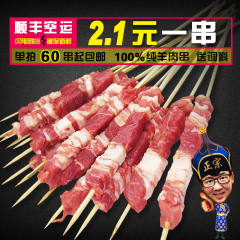 内蒙古新鲜羊肉 特产羊肉串 半成品烧烤食材 送调料60串顺丰包邮