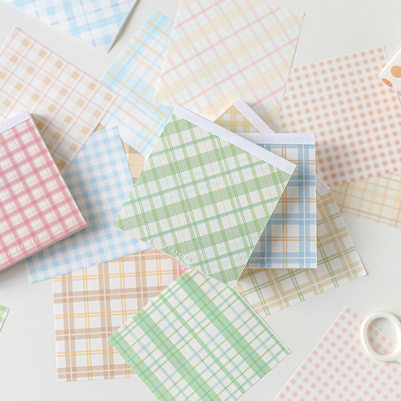 一折便利贴可爱 日韩_奶油华夫格系列便签本100张清新格子留言记事