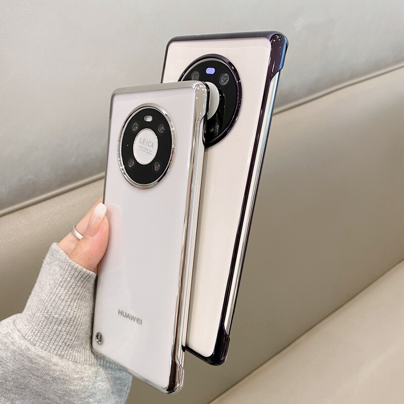 适用于华为mate40pro无边框手机壳mete30电镀透明meat40e半包m30por