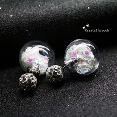 韩国时尚星星圆点水钻珍珠高档球型925银耳钉女耳环耳饰防过敏