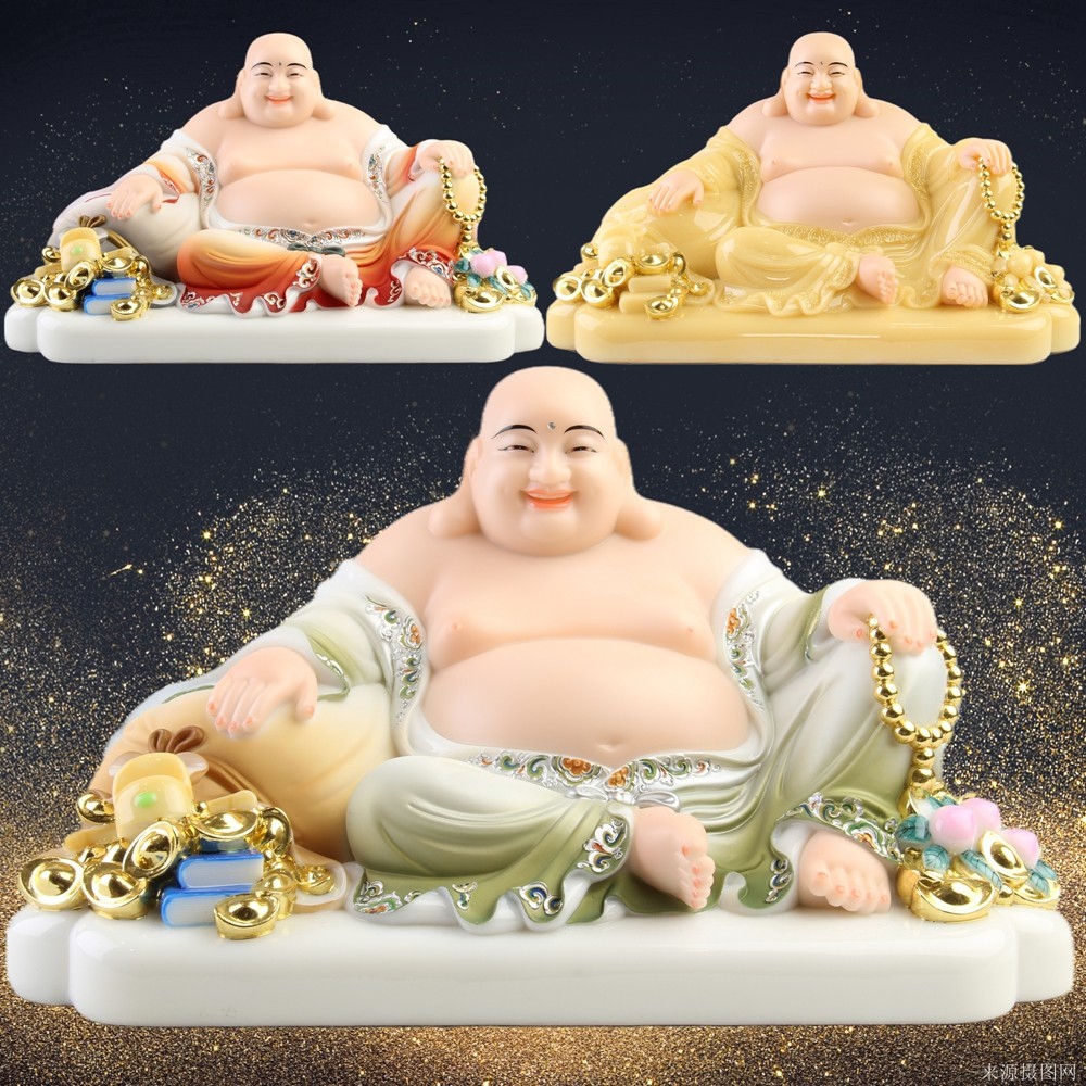 汉白玉弥勒佛像 供奉 家用 招财大肚弥勒佛像笑佛摆件 家居摆设
