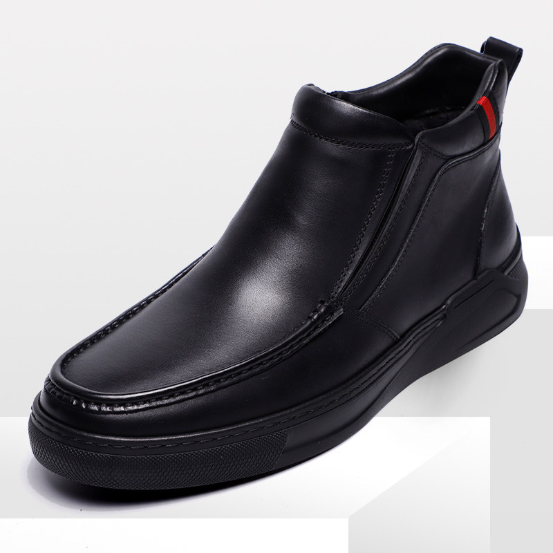 金利来男鞋2021冬季新款加绒保暖棉靴商务休闲皮鞋男靴子中筒男靴