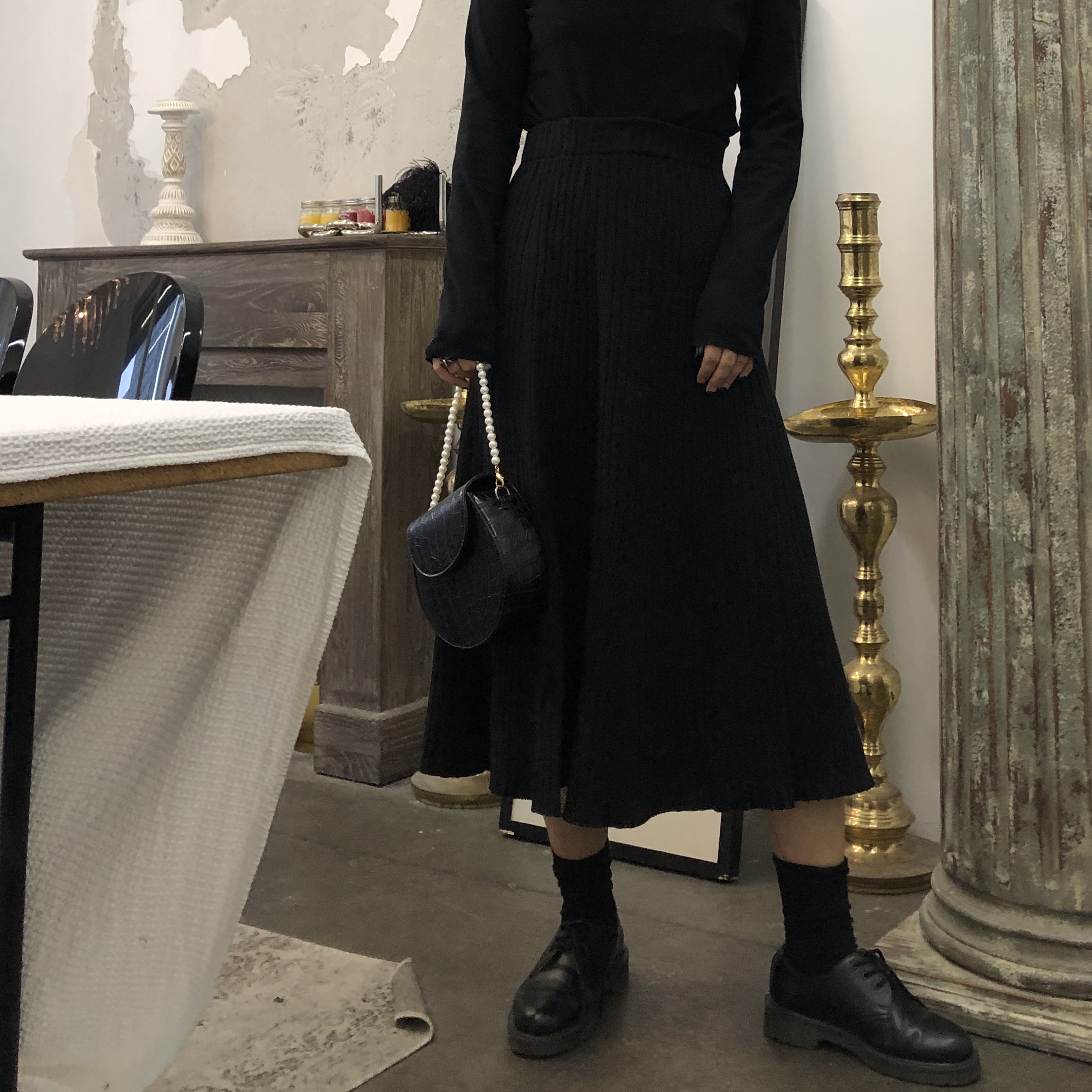 化學少女原創高腰顯瘦複古百搭純色純黑山本風A字針織半身裙秋款在類目 女裝/女士精品, 半身裙中 - 來自Buy2taobao.com提供專業的淘寶代購服務