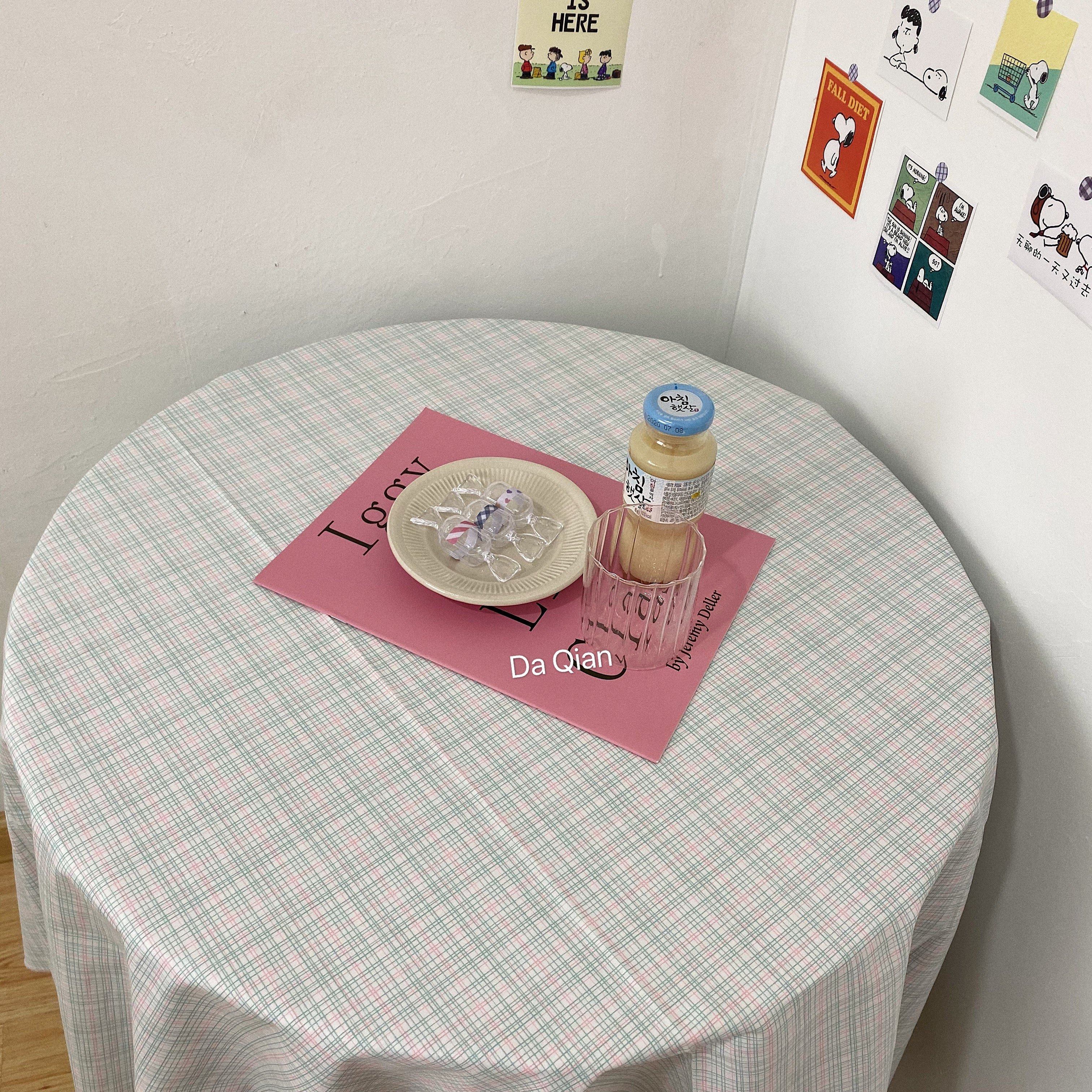 大千印象 ins同款碎花格子桌布野餐布清新色调韩风田园摆拍背景布