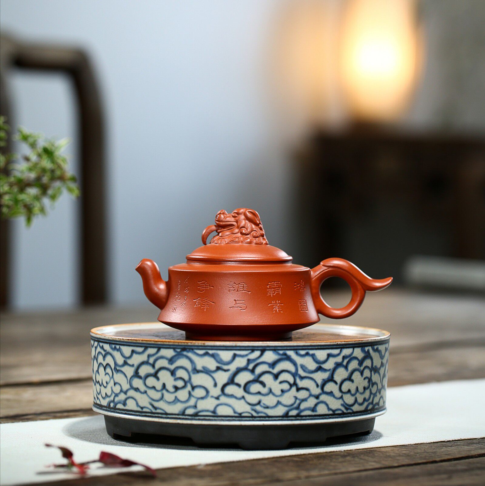 宜兴刻绘紫砂壶纯手工泡茶壶家用功夫茶具朱泥龙行天下壶200ml