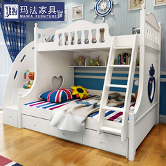 儿童床 高低床子母床上下床双层床田园组合1.5米床储物床实木床