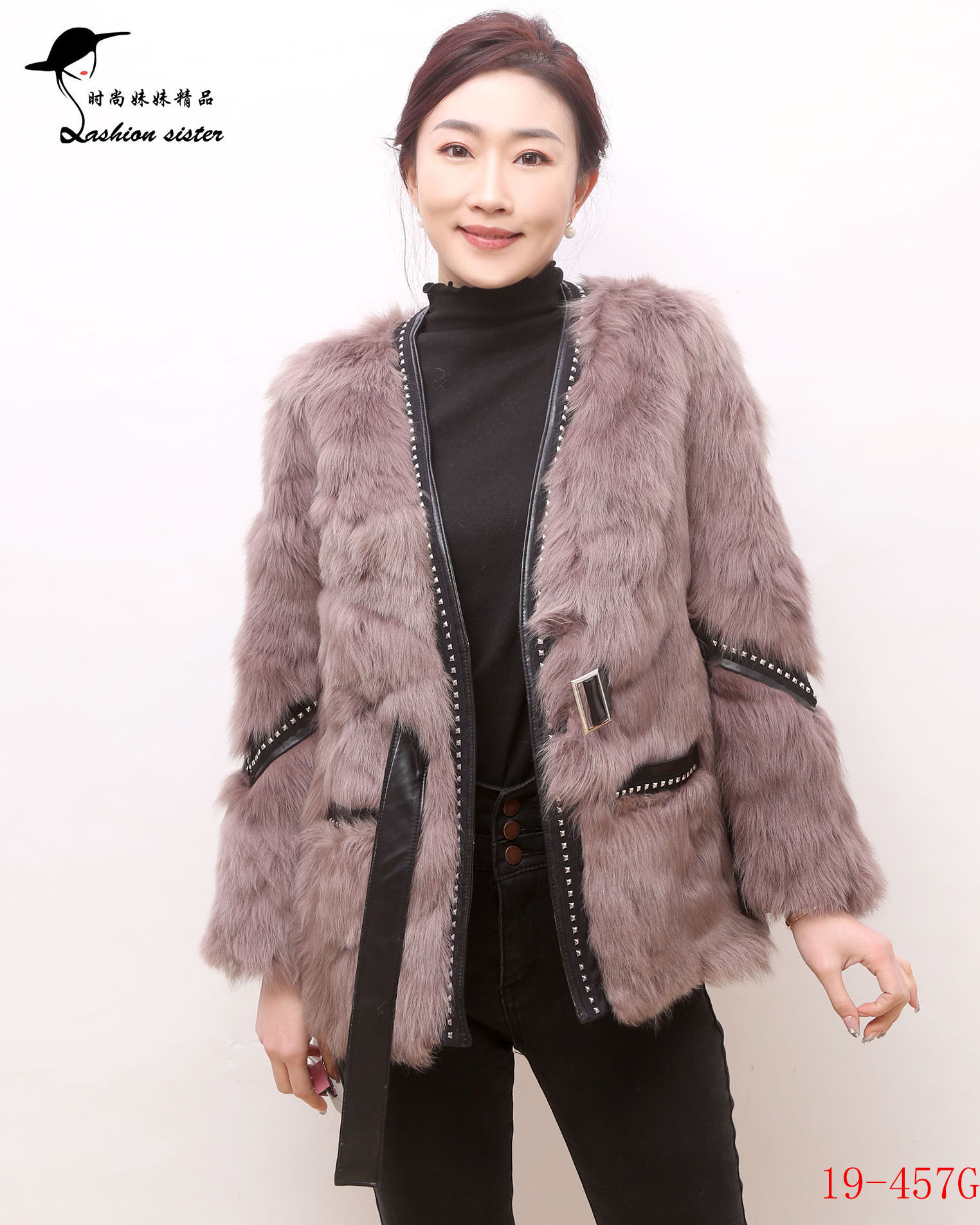 时尚妹妹精品2023 秋冬新款女托斯卡纳皮毛一体短款外套 19-457g