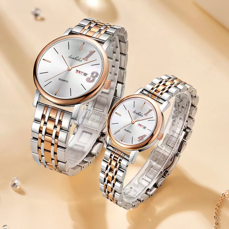 瑞士品牌2022年新款1314情侣手表双日历时尚潮流男女钢带石英手表